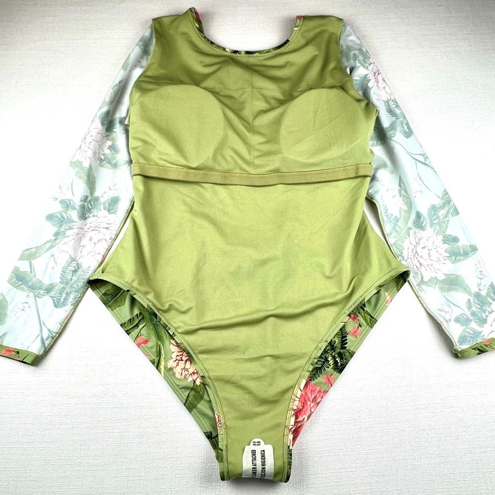Aquabendita Target Peony Floral Long Sleeve 1 Piece Swimsuit Bodysuit XL/16 NWT - Picture 11 of 15